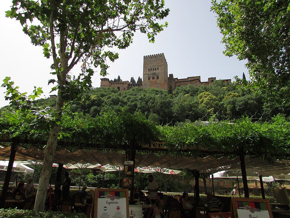 Looking up to Torre de Comares, Alhambra, Granada, 19 July 2016 (1)