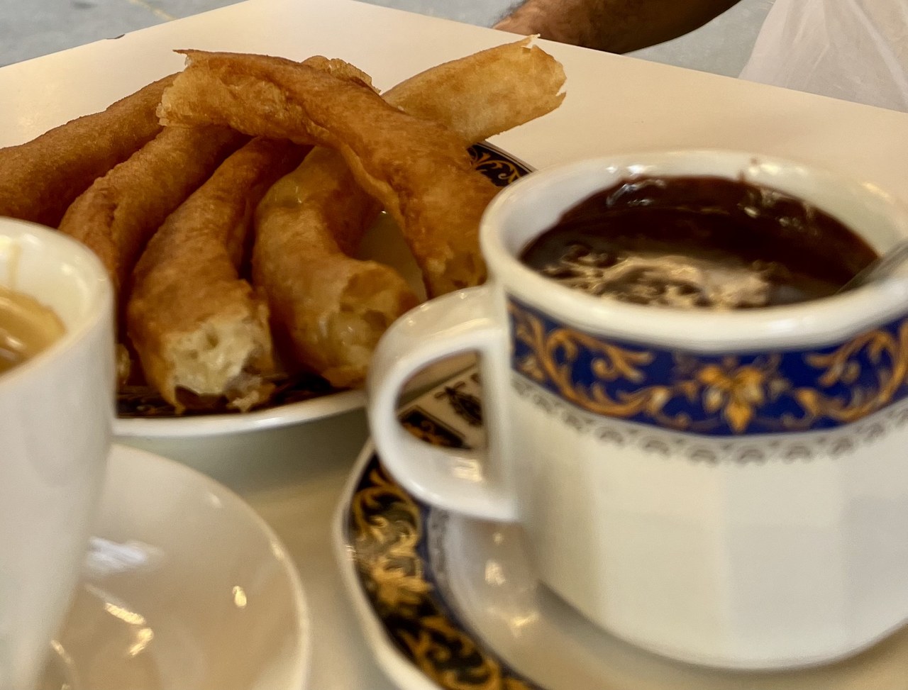 Churros with chocolate, in the morning, the way Bib-Rambla sells them.